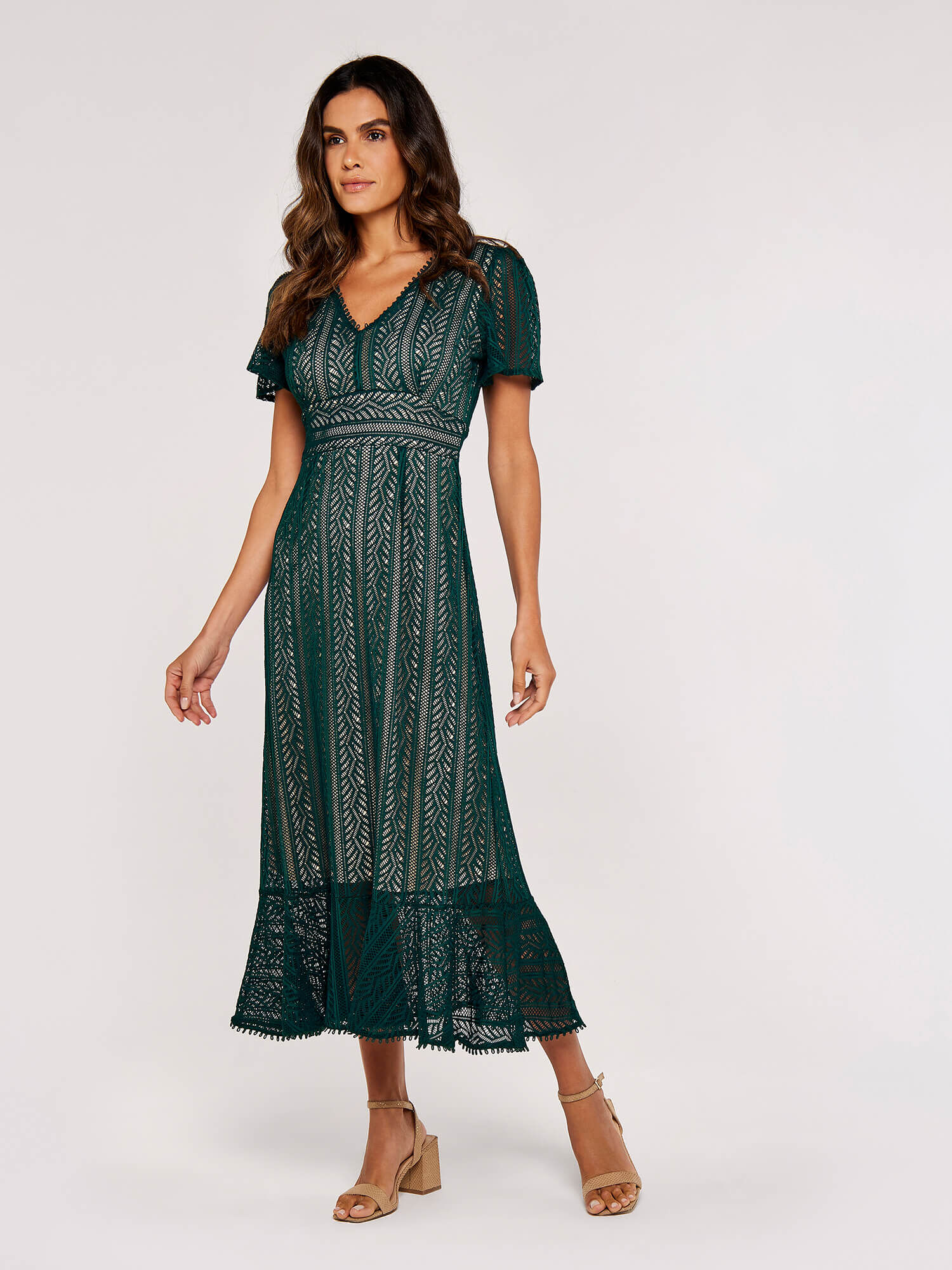 Kleid apricot grün clearance