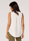 Zip Detail Sleeveless Blouse, Cream, large