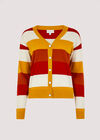 Cardigan tricoté à rayures multiples, orange, grand