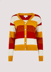 Knitted Multistripe Cardigan, Orange, large
