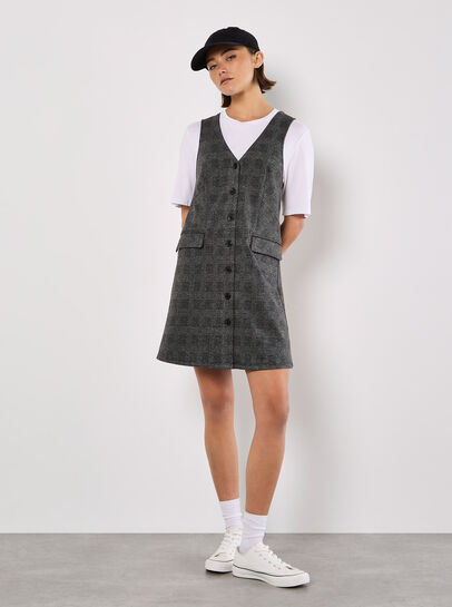 Check Print Fitted Mini Dress