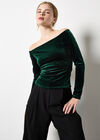 Bardot Velvet Top, Green, large