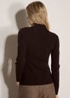 Fine Knit Ruched Cardigan, Brown, large