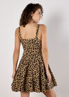 Animal Print Skater Mini Dress, Stone, large