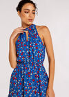 Ditsy Halter Mini Dress, Blue, large