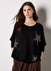 Stud Star Batwing Tunic Jumper, Black, large