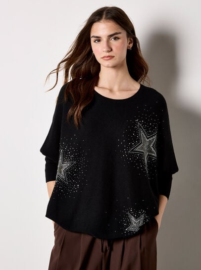 Stud Star Batwing Tunic Jumper
