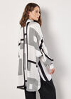 Graphic Squares Oversized Satin Shirt, Cream, large