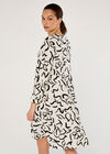 Abstract Print Dress, White, large
