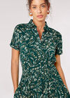 Abstract Print Shirt Midi Dress, Green, large