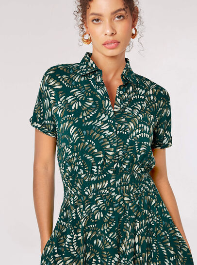 Abstract Print Shirt Midi Dress