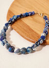 Patterned Fabric Beaded Necklace, Blue, large