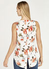 Floral Button Down Sleeveless Shirt, Cream, large