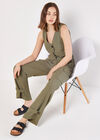 Textured Pinstripe Cargo Trousers, Khaki, large