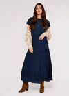 Crinkle Dobby Tiered Skirt, Navy, large
