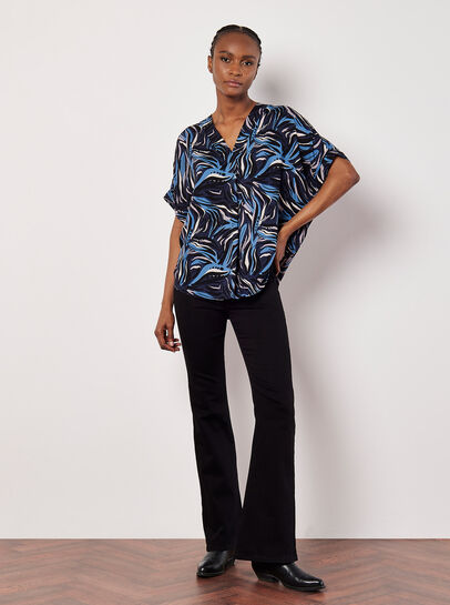 Abstract Print Pleat Blouse
