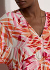 Tropical Leaf Mini Dress, Pink, large
