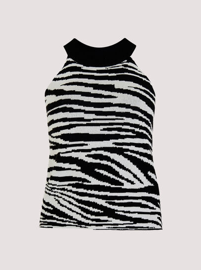 Halter-Neck Zebra Tank Top