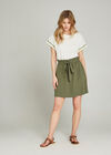 Khaki Paper Bag Waist Skirt, Khaki, large