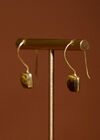 Square Stone Earrings, Brown, large