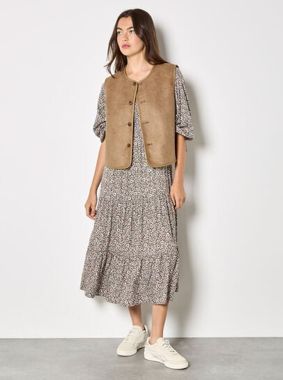 Reversible Borg Suede Gilet