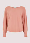 Rib Batwing Crop Jumper, Pink, large