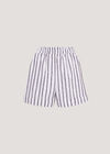 Linen Blend Stripe Shorts, Navy, large