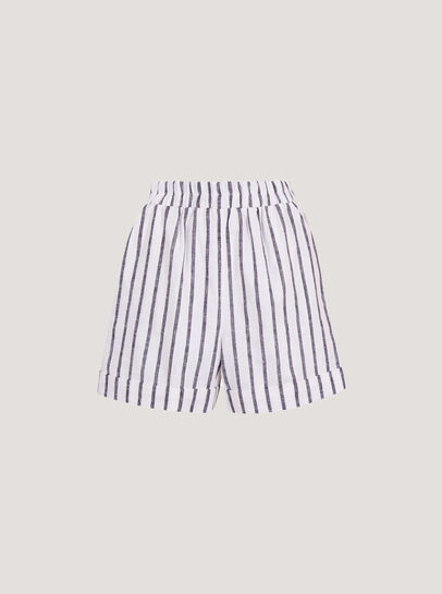 Linen Blend Stripe Shorts