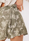Palm Scene Wrap Skort, Khaki, large
