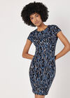 Abstract Stripe Fitted Mini Dress, Blue, large