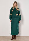 Applique Flower Chunky Knit Jumper, Green, large