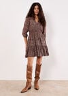 Paisley Ruffle Soft Mini Dress, Burgundy, large