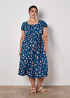 Vintage Rose Milkmaid Midi Dress, Blue, large