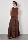 Double Layered Textured Cotton Top, Brown, large