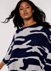 Curve Zebra  Batwing Top, Navy, large