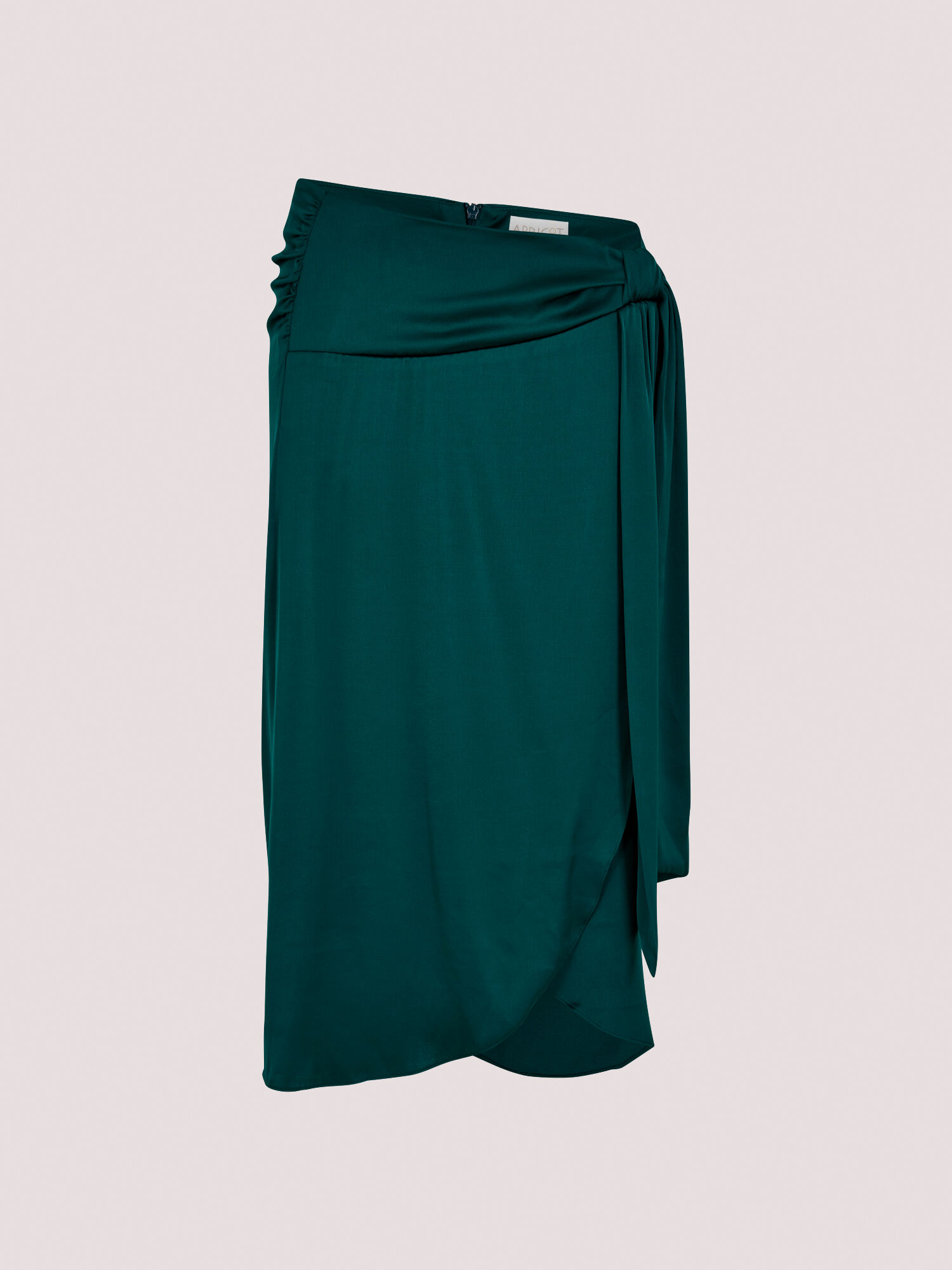 Satin Tie Front Wrap Skirt