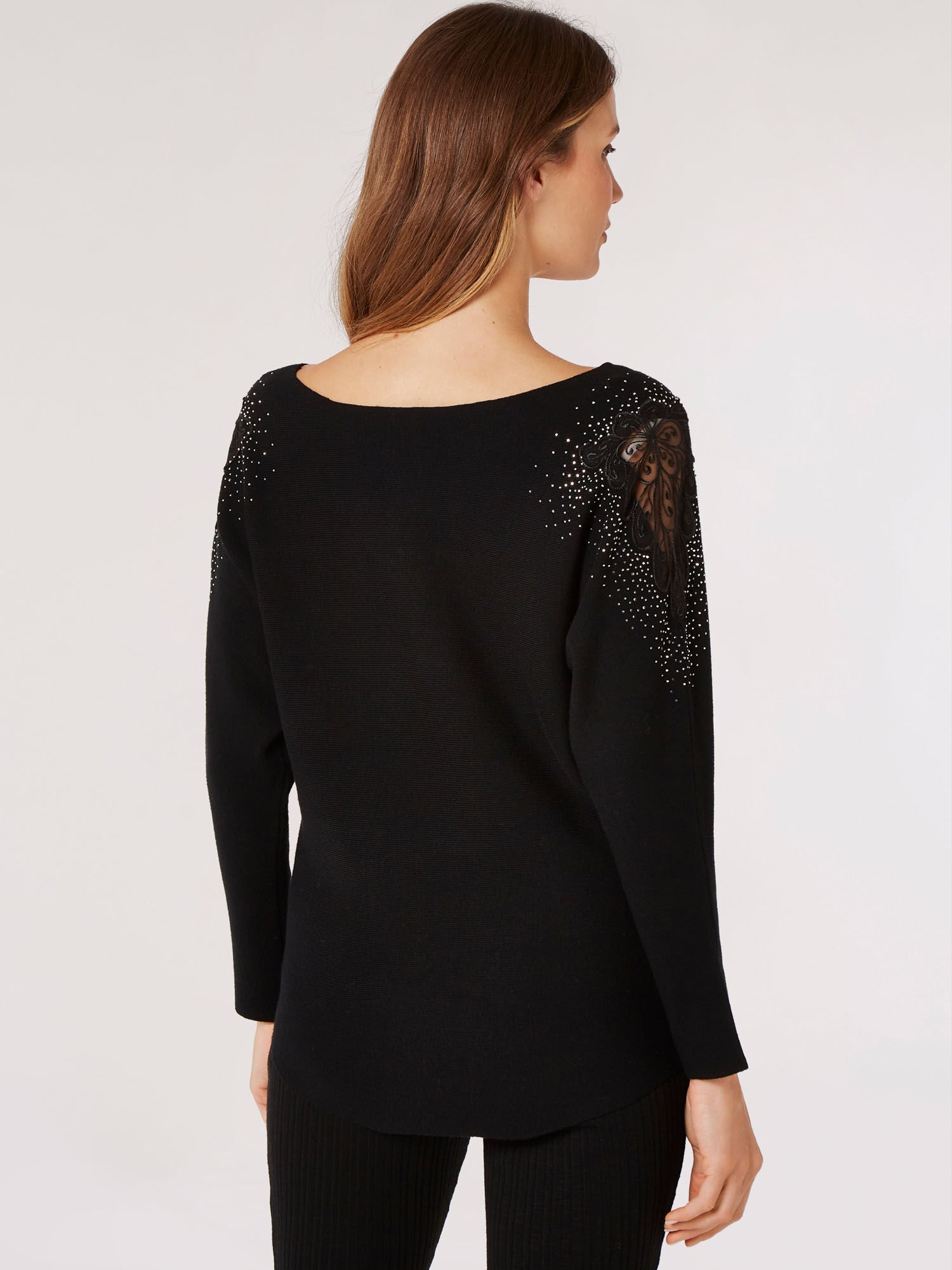 Lace shoulder jumper deals