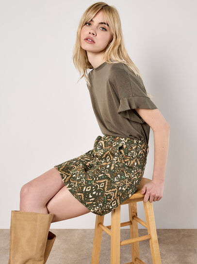 Ikat Denim Mini Skirt