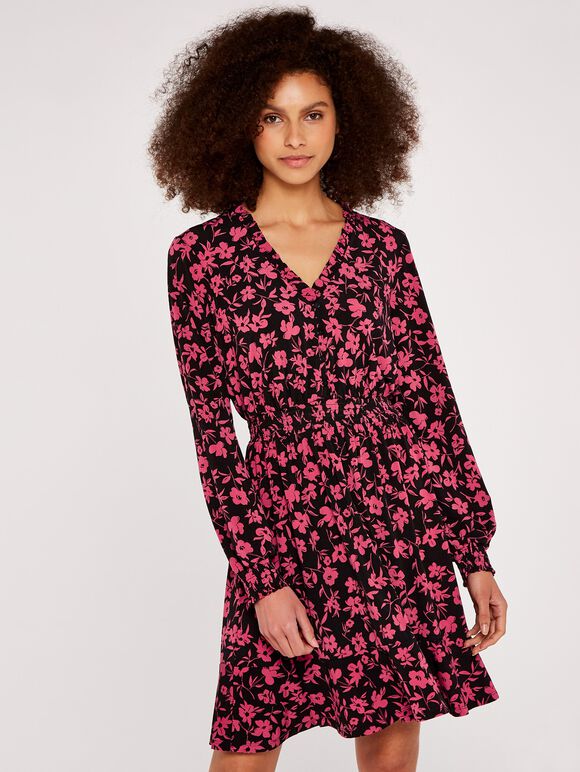 Floral Ruffle Dress, Coral, large