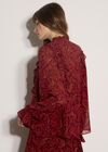 Paisley Chiffon Ruffle Blouse, Burgundy, large