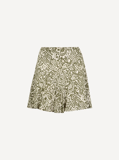 Ikat Shimmer Ruffle Mini Skirt