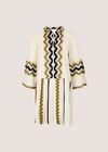 Jacquard Bell Sleeve Dress, Stone, large
