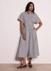 Stripe Structured Shirt Midaxi Dress, White, large