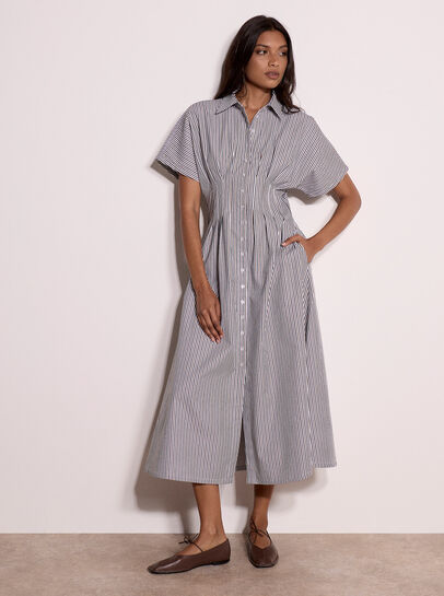 Stripe Structured Shirt Midaxi Dress