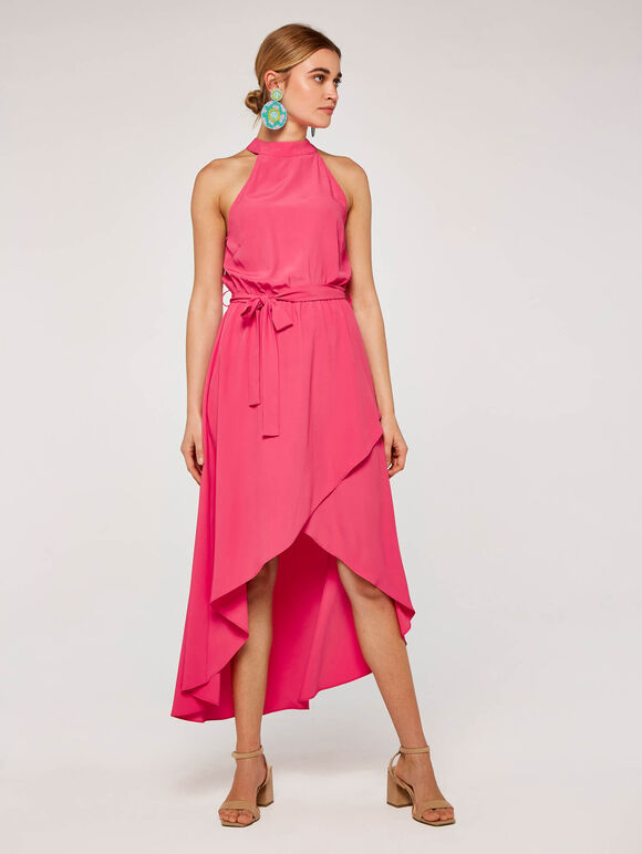 Halter Neck Dress, Fuchsia, large