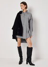 Pinstripe Oversized Shirt Mini Dress, Grey, large