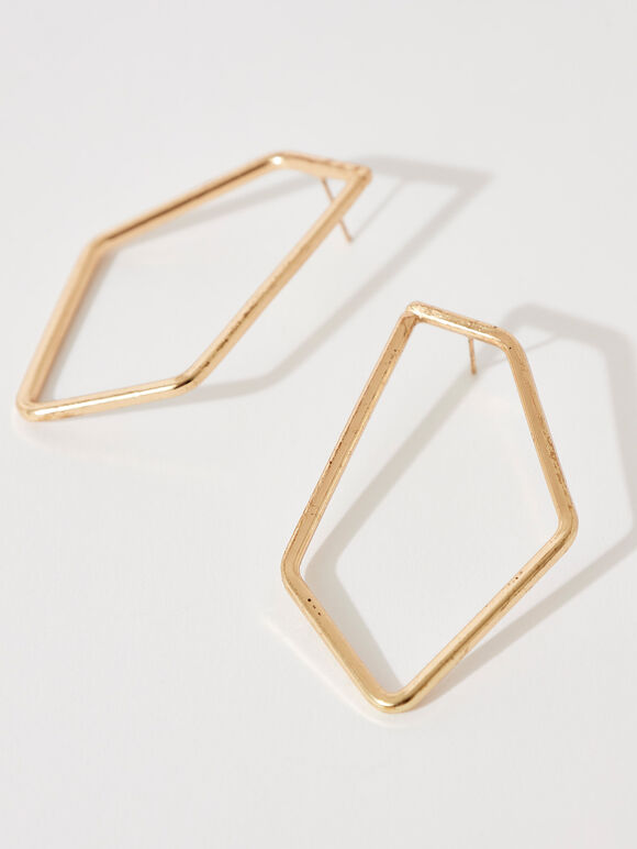 Geomteric Hoop Earrings, Yellow, large