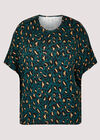 Curve Brushed Cheetah Batwing Top, Green, large