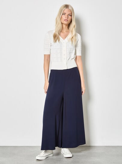 Stripe Pointelle Knit Cardigan