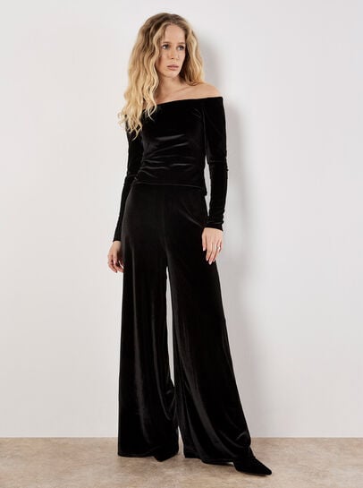 Wide Leg Velvet Trousers